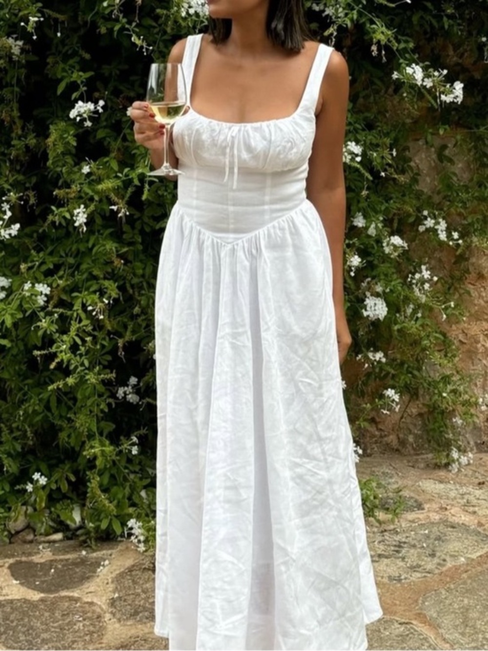 Reformation Balia Linen Dress in White